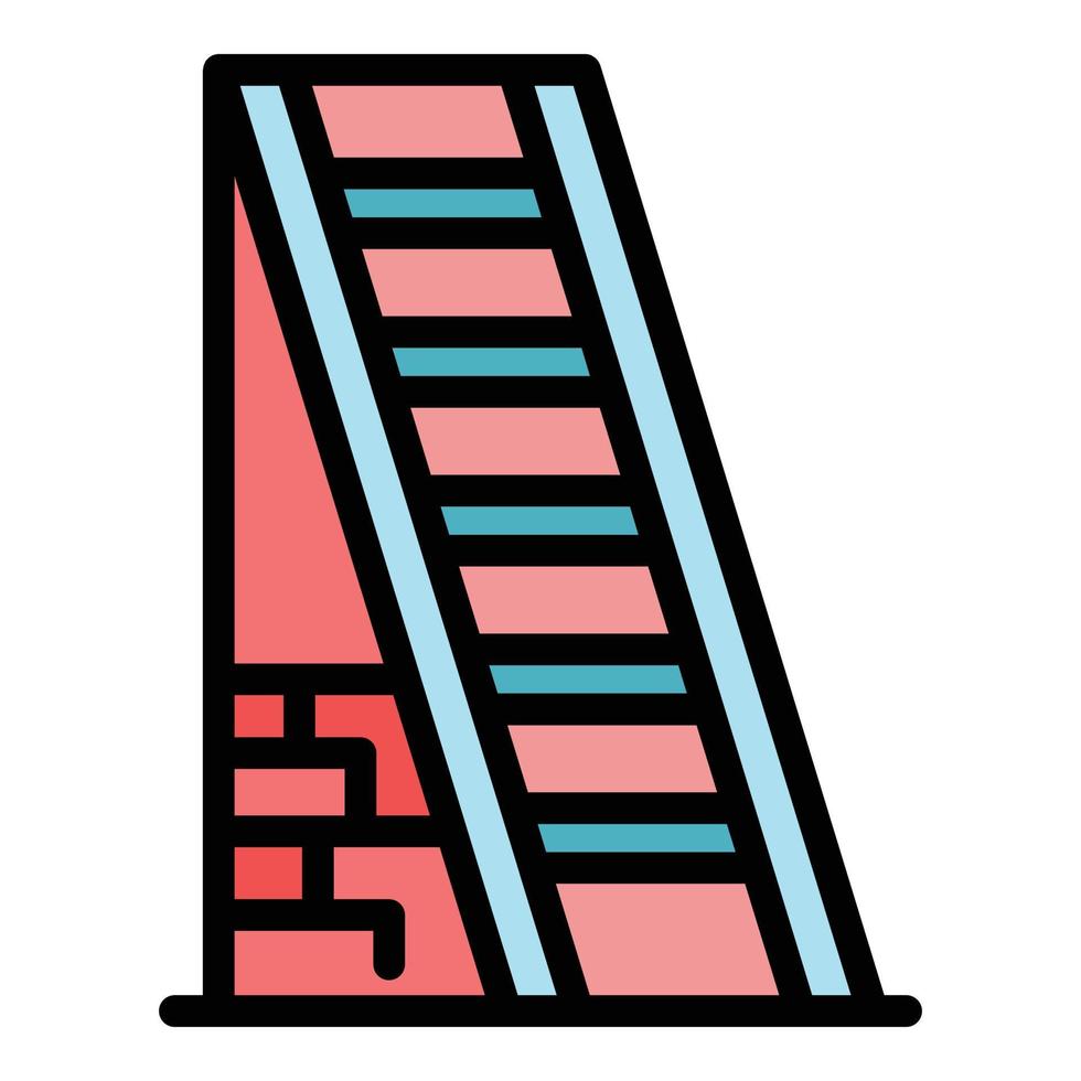 vetor de contorno de cor de ícone de escada de construtor