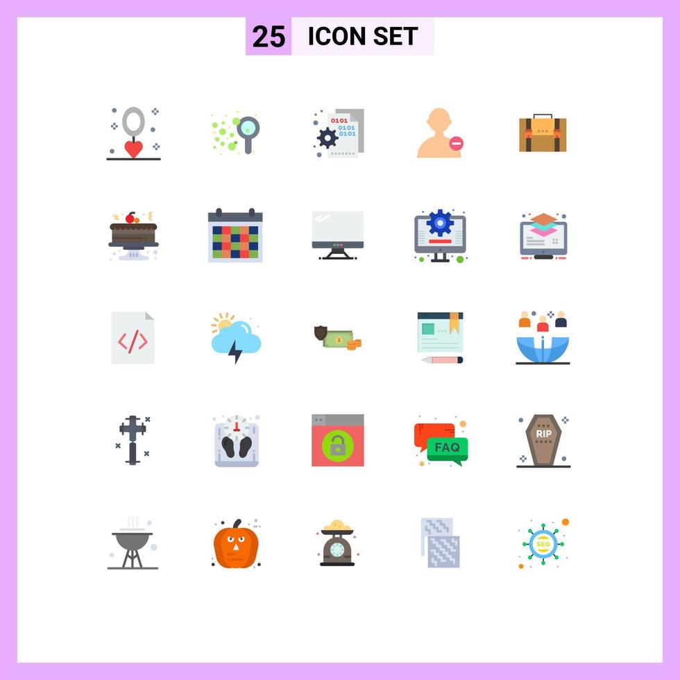 Pacote de cores planas de 25 interfaces de usuário de sinais e símbolos modernos de sabão de interface de pasta elementos de design de vetores editáveis de página básica