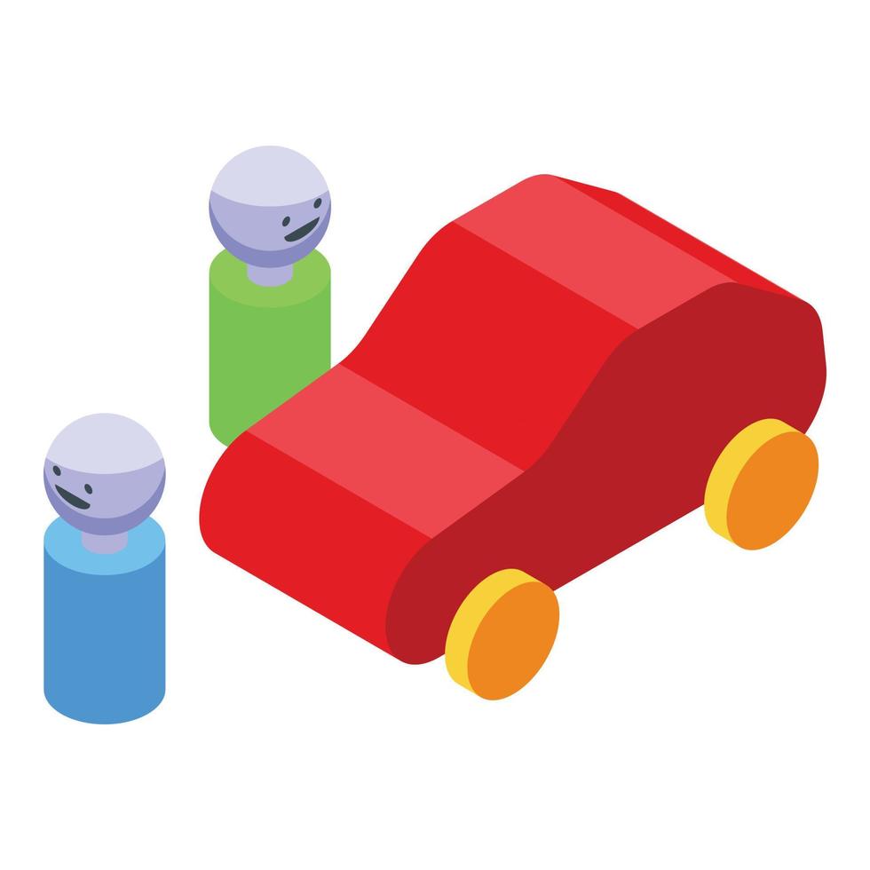 vetor isométrico do ícone do brinquedo do carro montessori. Educação escolar