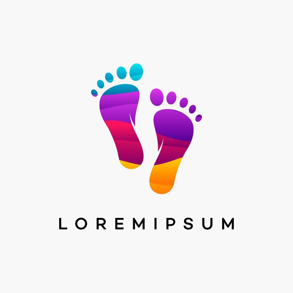 vetor colorido moderno de designs de logotipo para cuidados com os pés, símbolo icônico do logotipo do pé