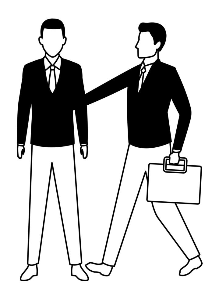personagens de desenhos animados de empresário em preto e branco vetor