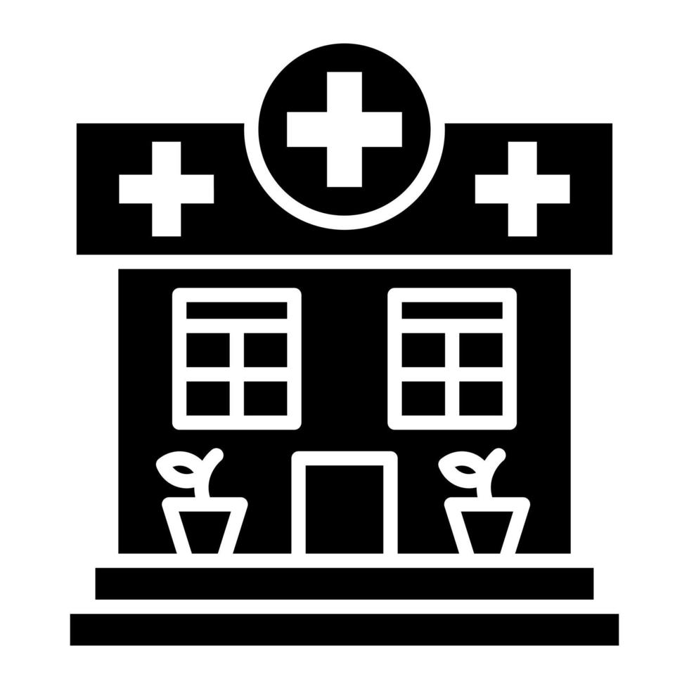ícone de glifo de clínica vetor