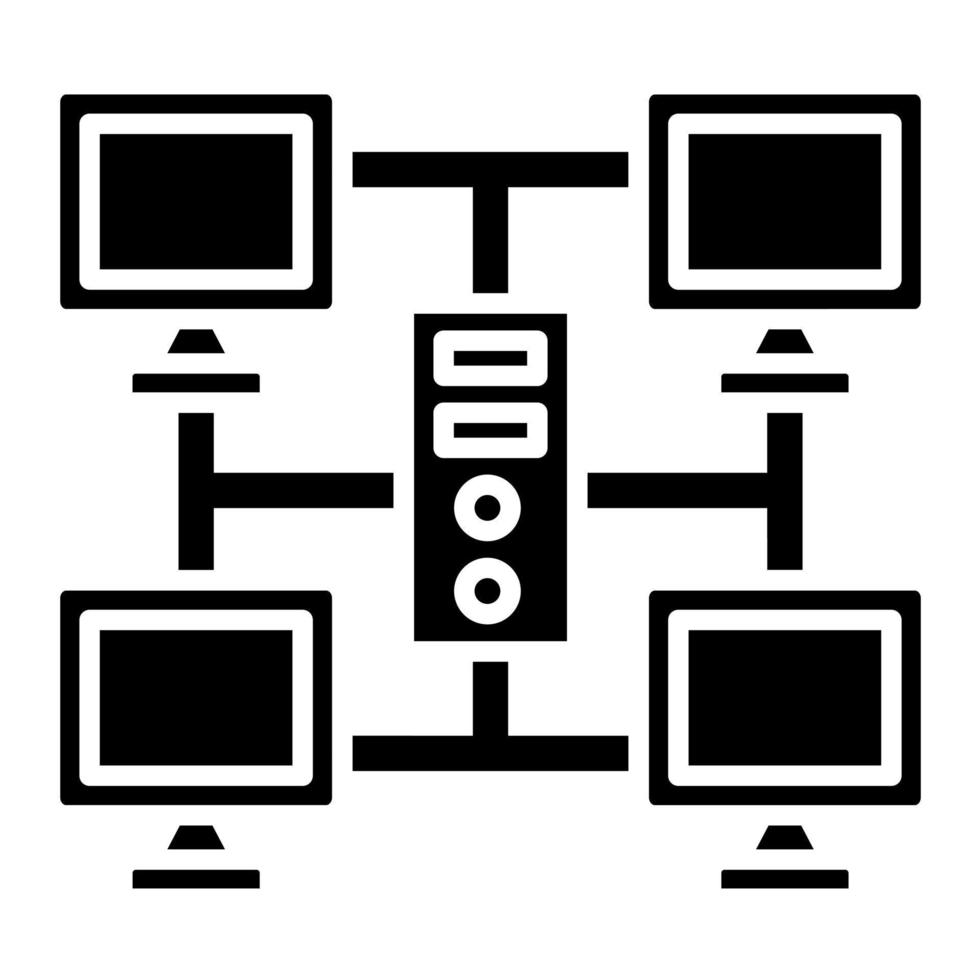 ícone de glifo de computação em grade vetor