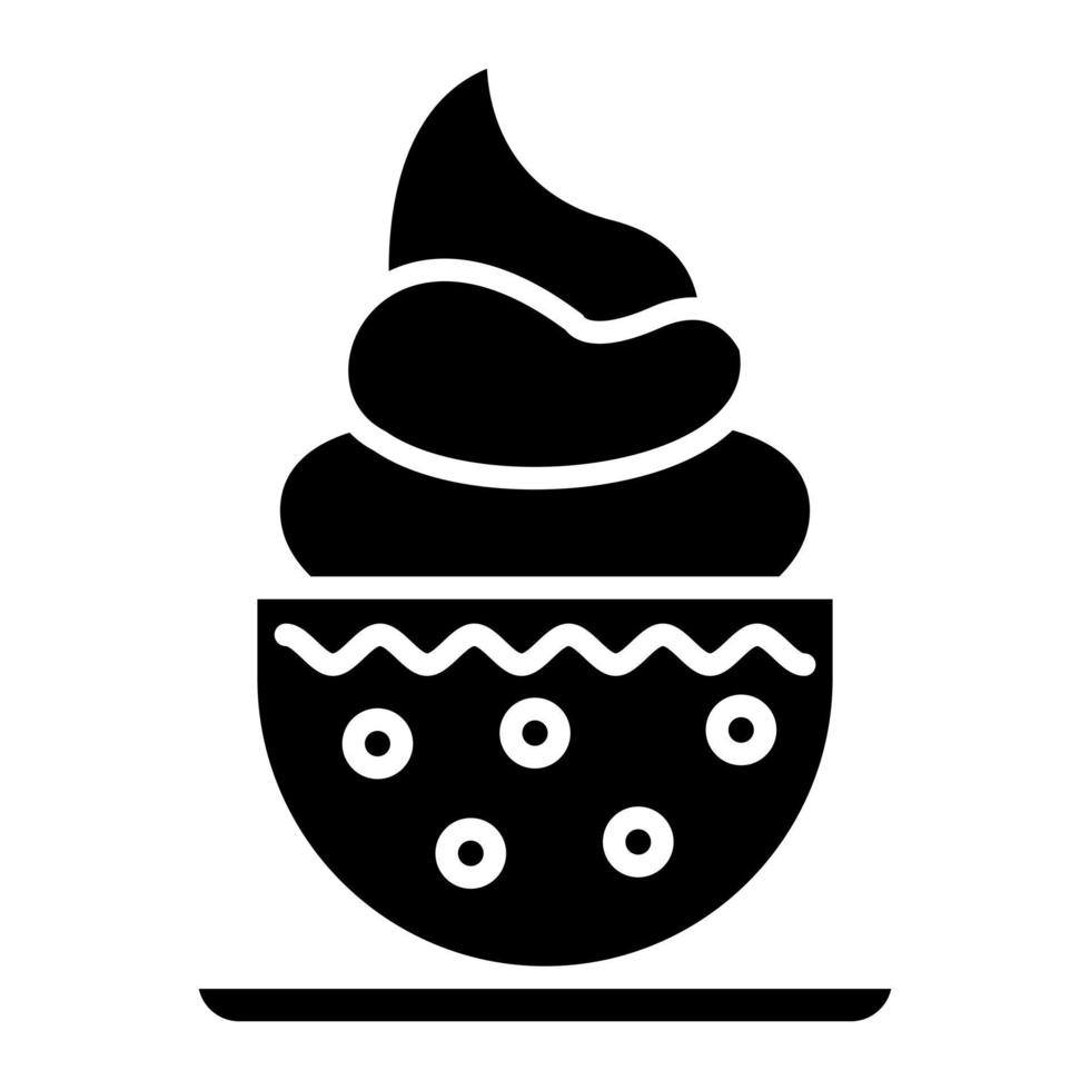 ícone de glifo de xícara de sorvete vetor
