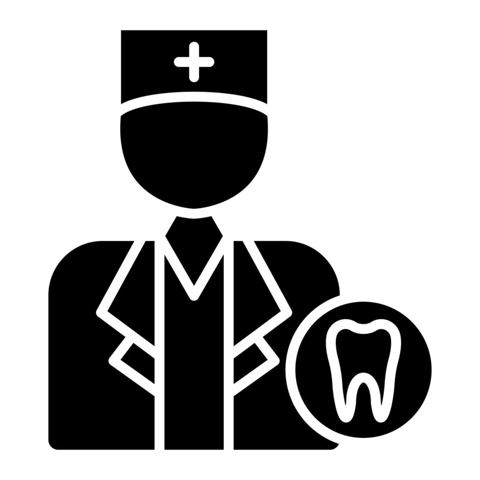 ícone de glifo de dentista masculino vetor