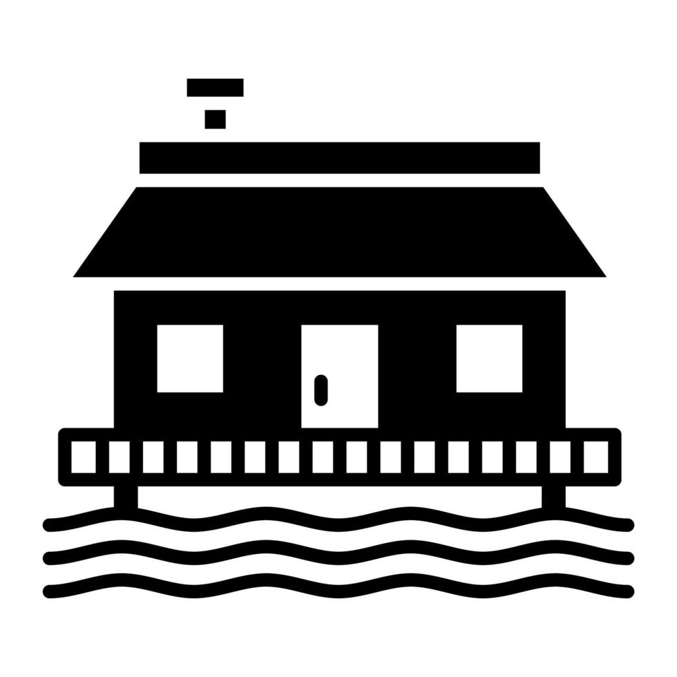 ícone de glifo de casa de praia vetor