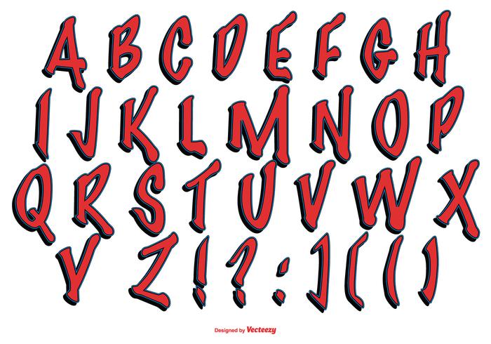 Coleção de alfabeto de estilo vermelho Grafitti vetor