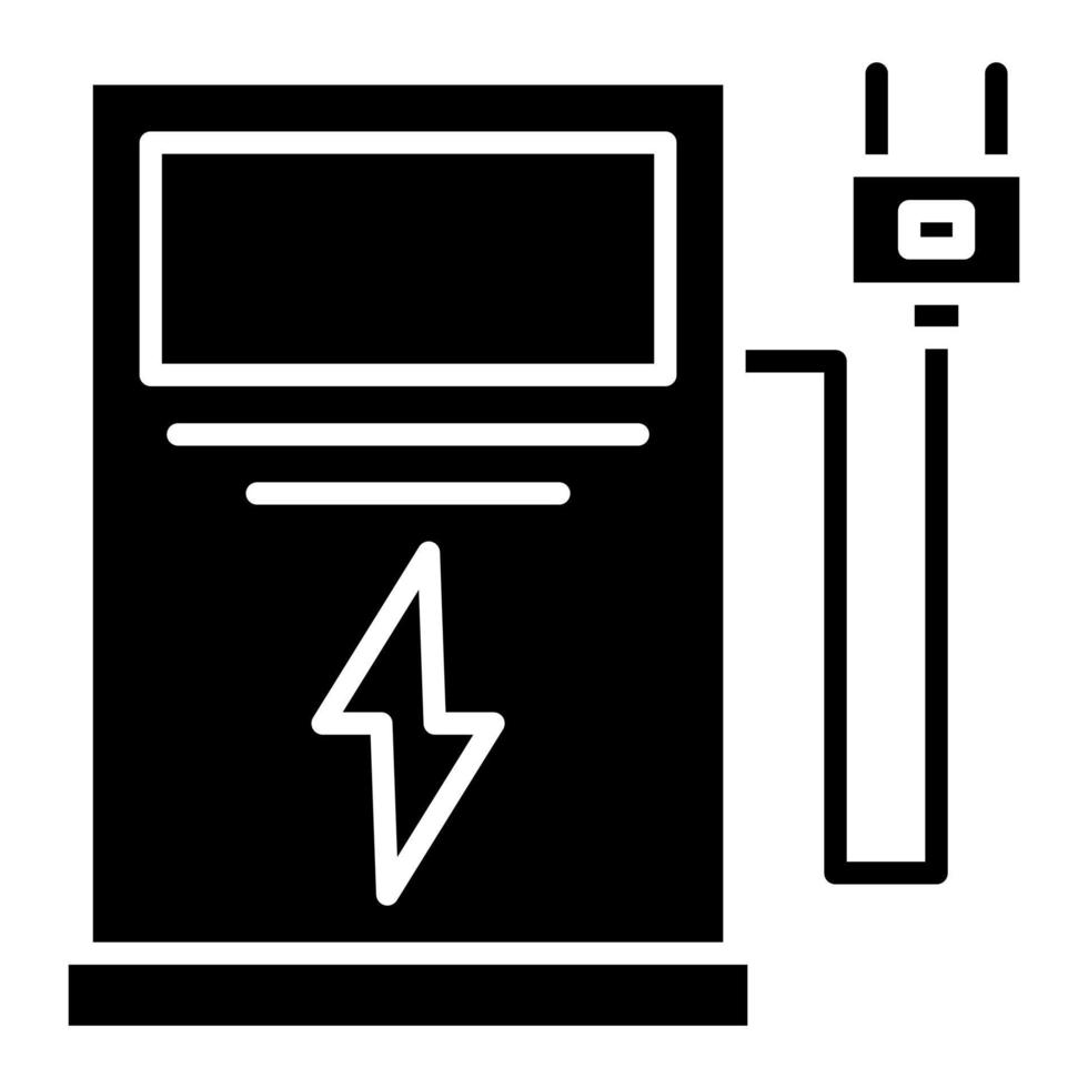 ícone de glifo de estação de carro elétrico vetor