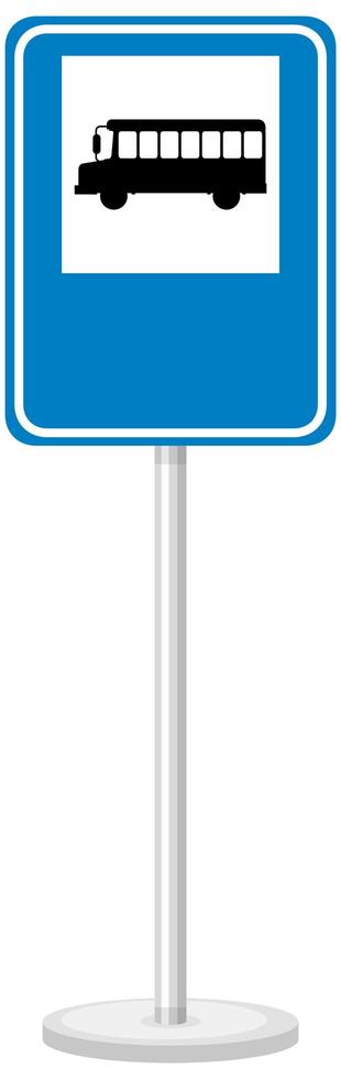 sinal de parada de ônibus azul com suporte isolado no fundo branco vetor