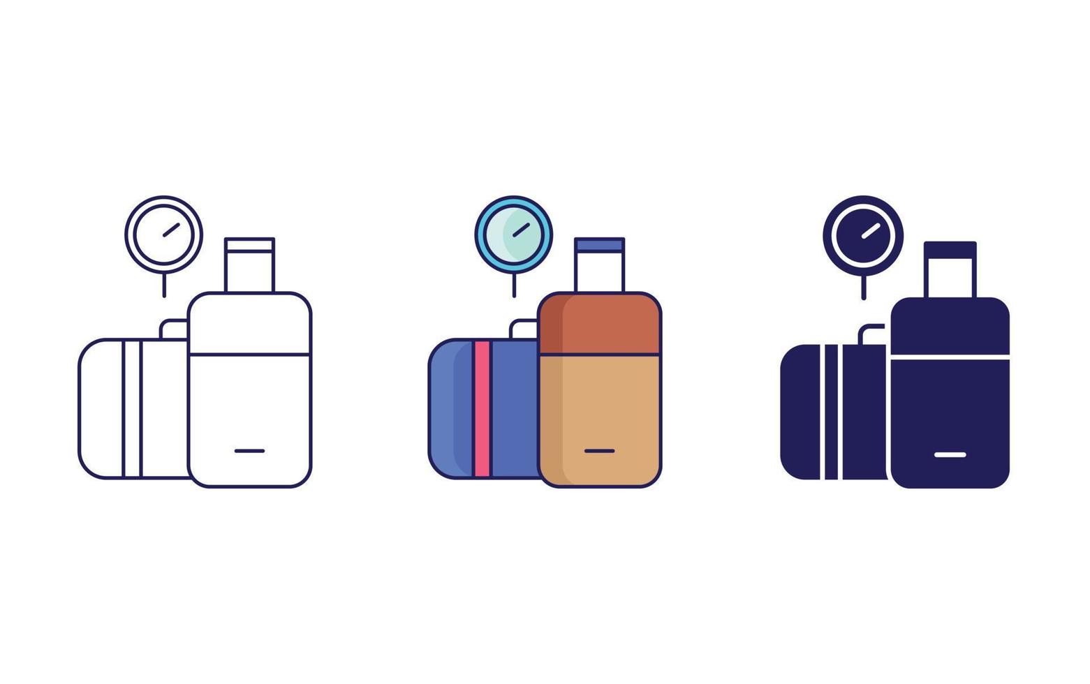 linha de peso de bagagem e ícone de glifo, ilustração vetorial vetor