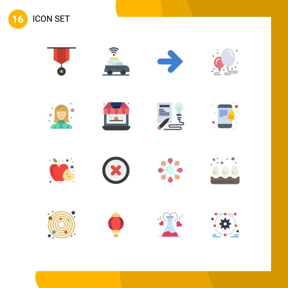conjunto de 16 símbolos de símbolos de ícones de interface do usuário modernos para decoração de seta de festa de caixa pacote editável de elementos de design de vetores criativos