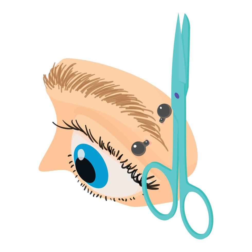 vetor isométrico de ícone de piercing de sobrancelha. olho humano aberto e sobrancelha com piercing