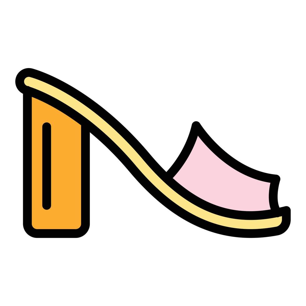 vetor de contorno de cor de ícone de sandálias femininas
