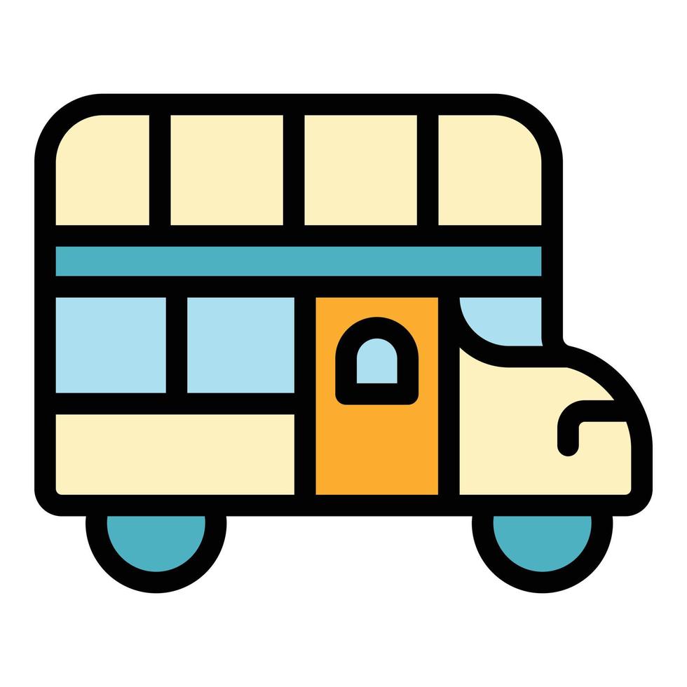 vetor de contorno de cor de ícone de ônibus da cidade de turismo