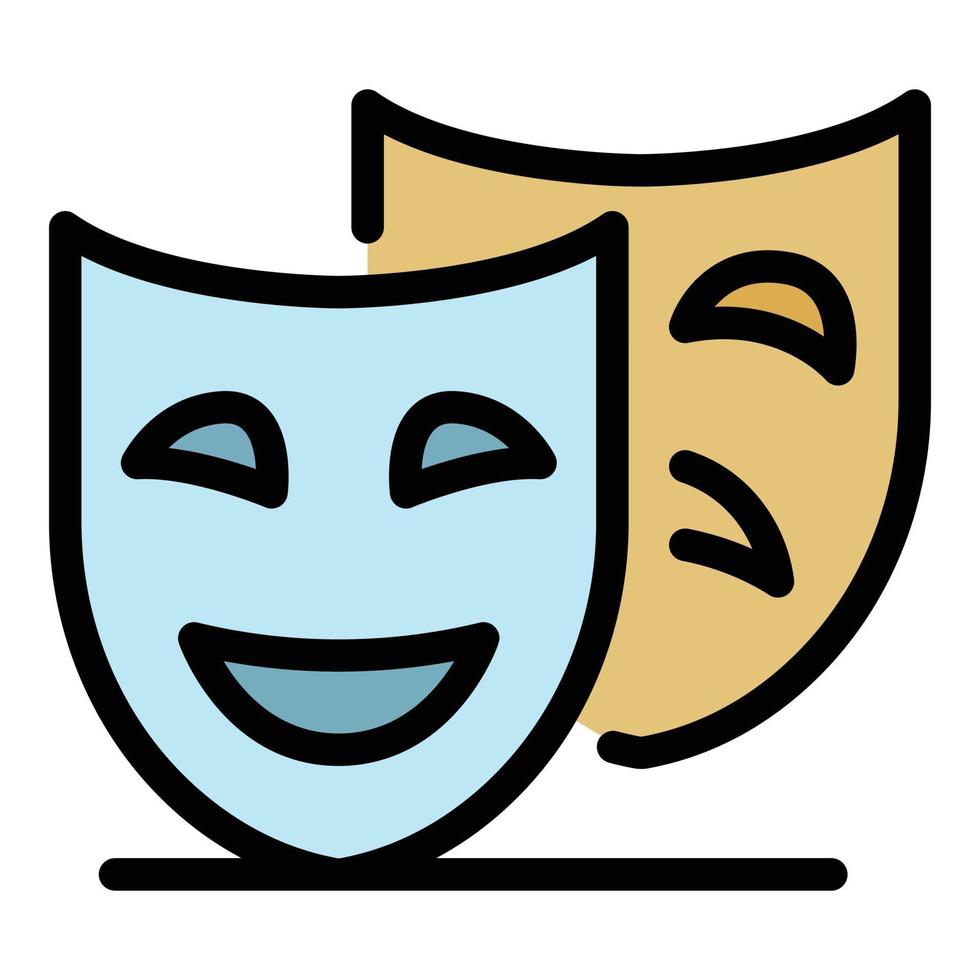 vetor de contorno de cor de ícone de máscaras de teatro