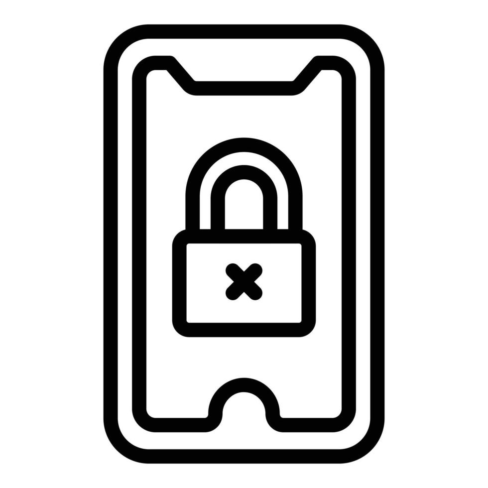 vetor de contorno do ícone do smartphone bloqueado. código de login