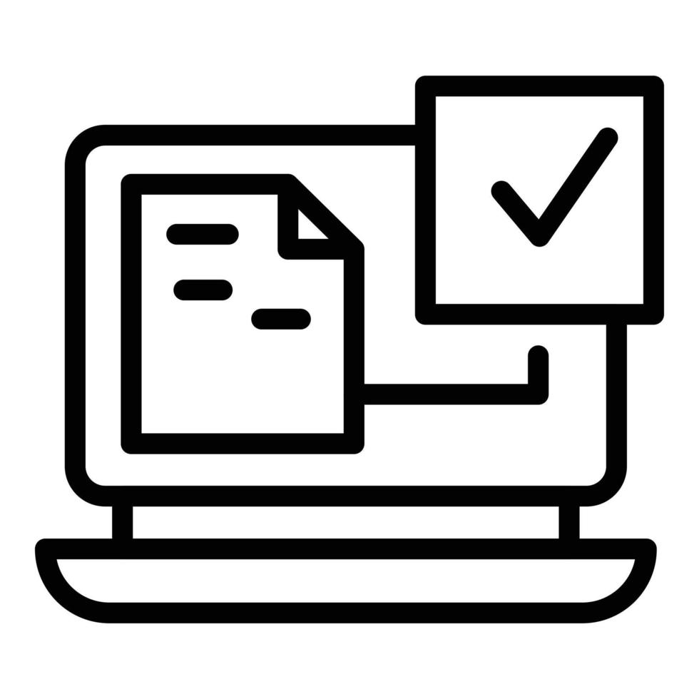 vetor de contorno de ícone de laptop seguro. login de código de fator