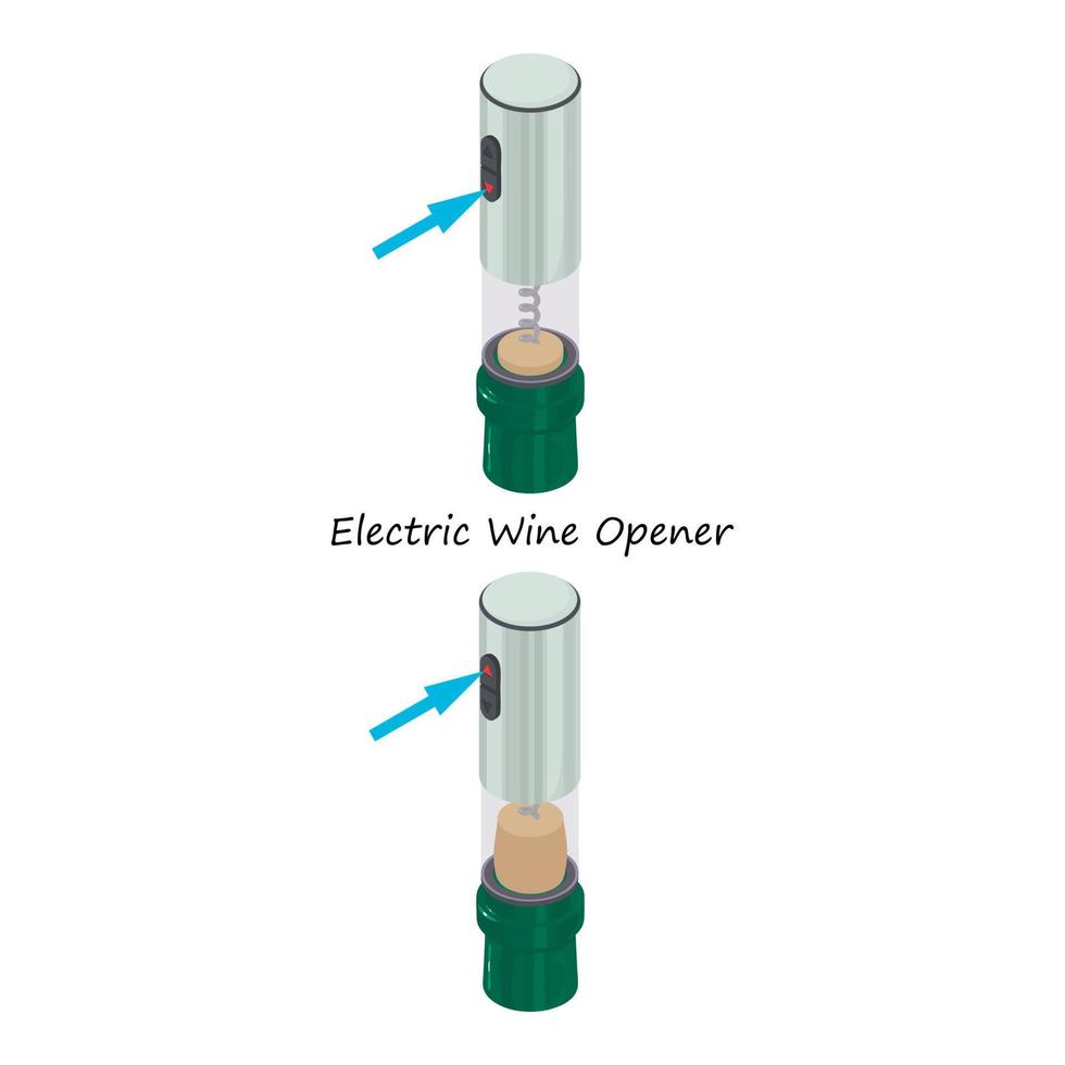 ícone de abridor de vinho elétrico, estilo isométrico vetor