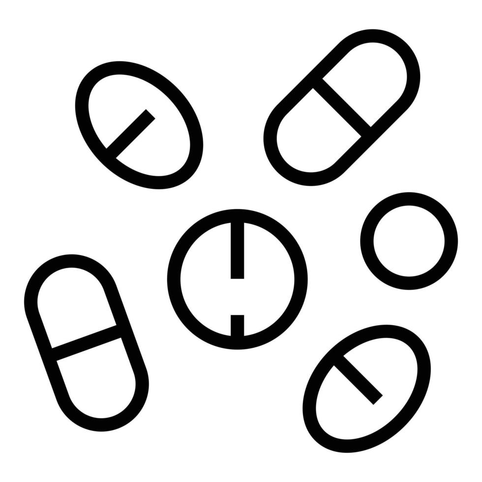 vetor de contorno de ícone de pílula de cápsula médica. pílula de farmácia