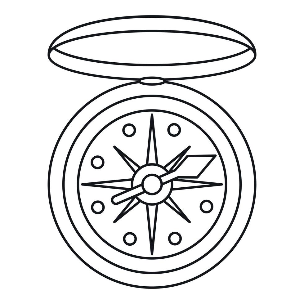 ícone de bússola, estilo de estrutura de tópicos vetor