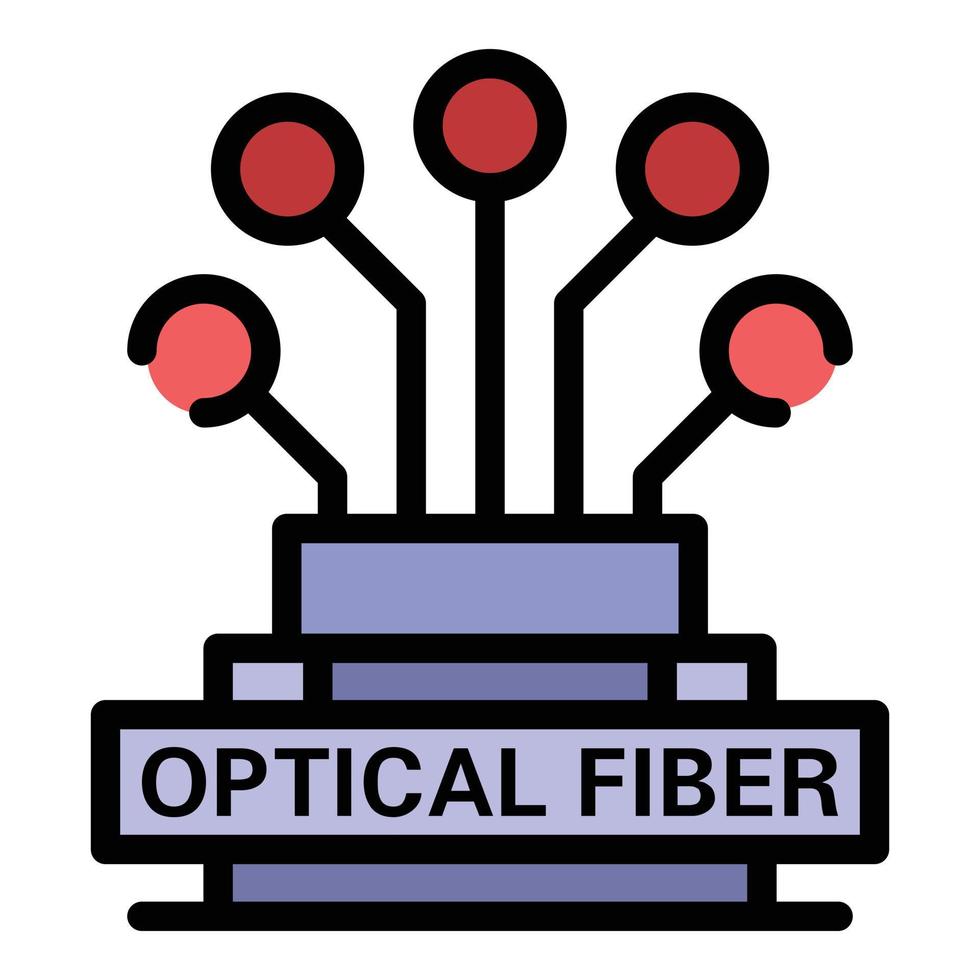 vetor de contorno de cor de ícone de logotipo de fibra óptica