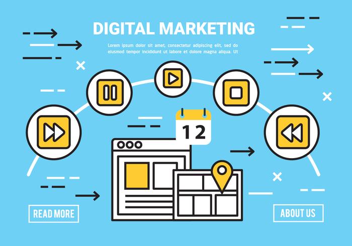 Vector de conceito de marketing digital plano grátis