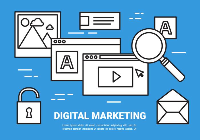 Vector de conceito de marketing digital plano grátis