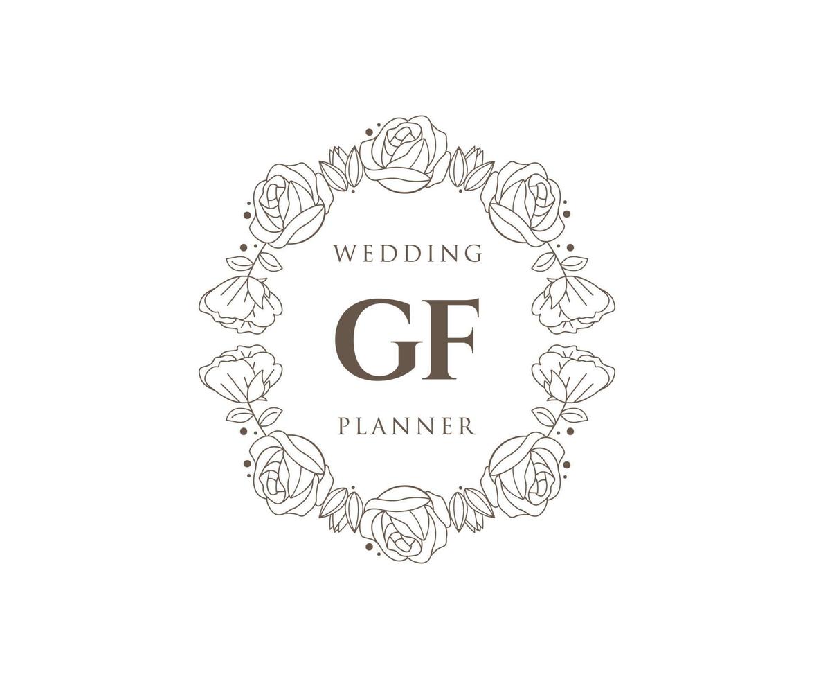 gf letras iniciais coleção de logotipos de monograma de casamento, modelos modernos minimalistas e florais desenhados à mão para cartões de convite, salve a data, identidade elegante para restaurante, boutique, café em vetor