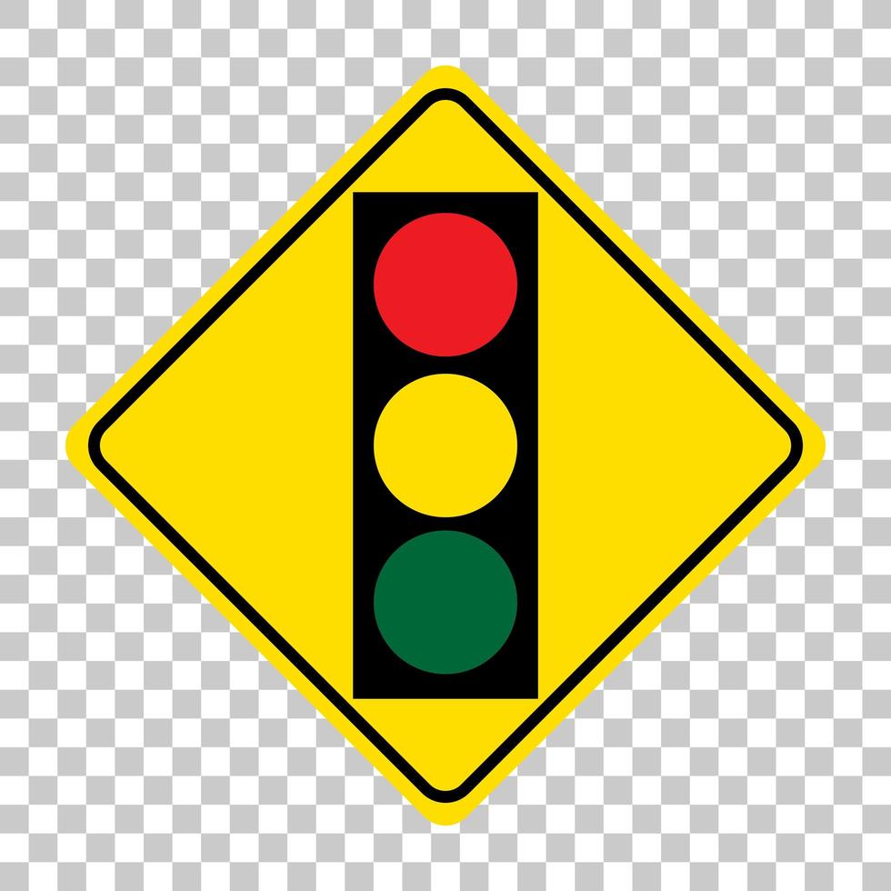 sinal de alerta de tráfego amarelo em fundo transparente vetor