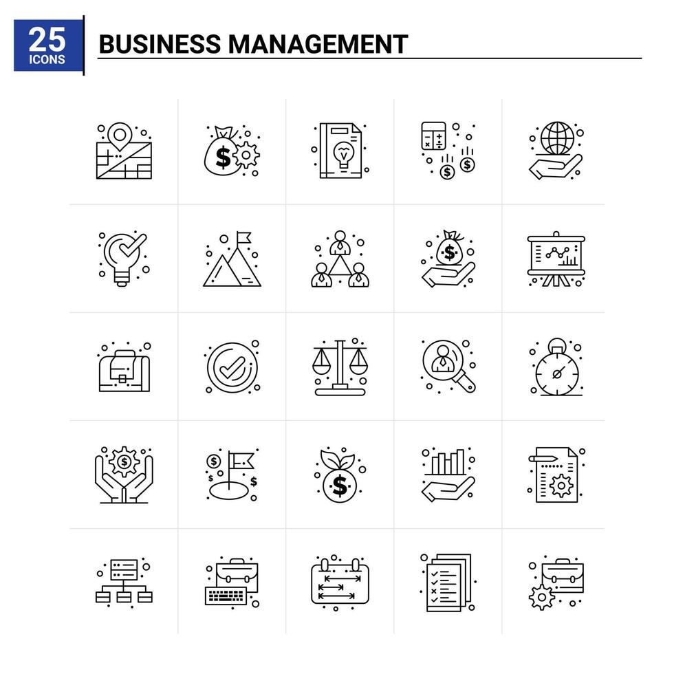 25 conjunto de ícones de gerenciamento de negócios de fundo vetorial vetor