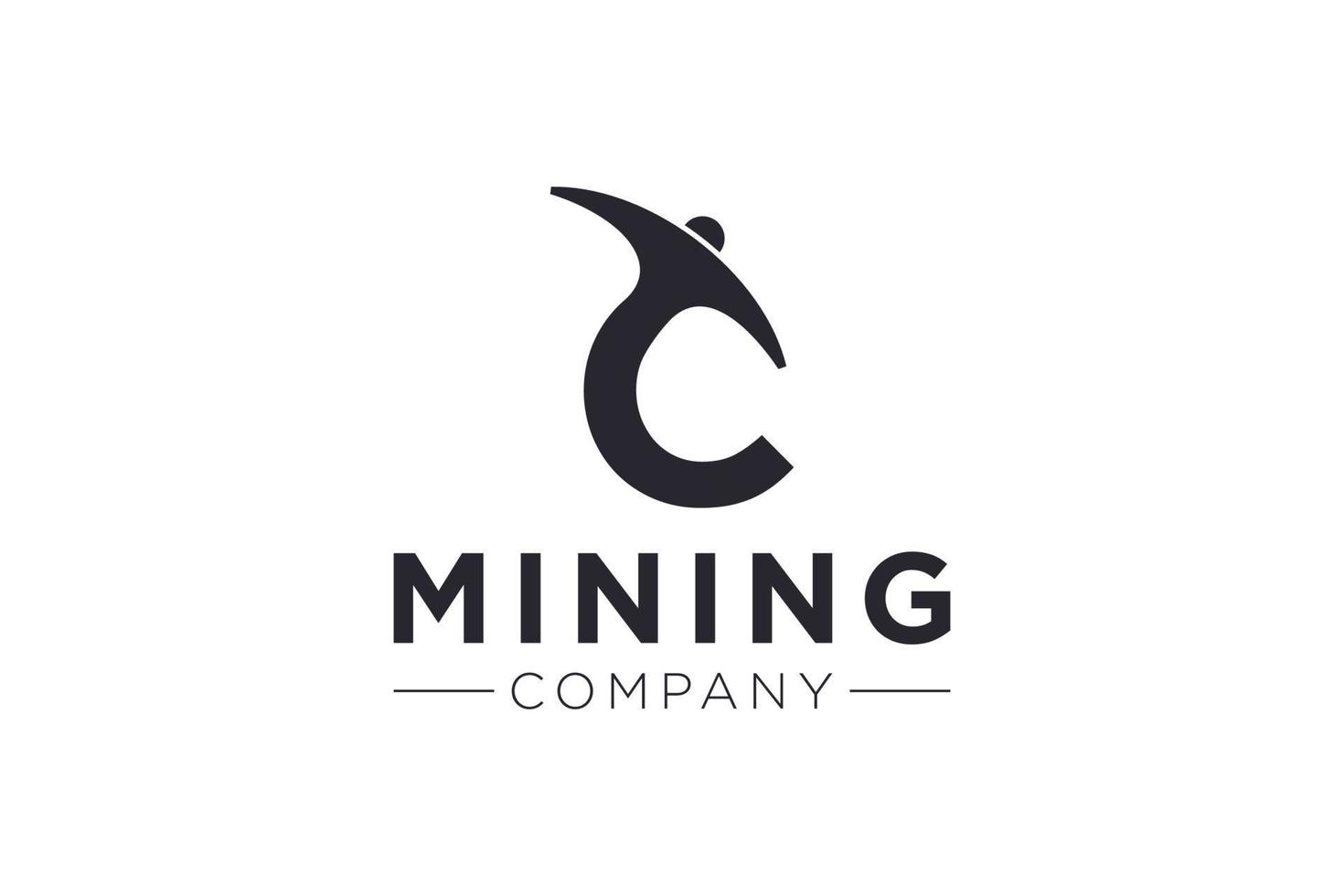 ilustração em vetor modelo de design de ícone de logotipo de mineração letra c