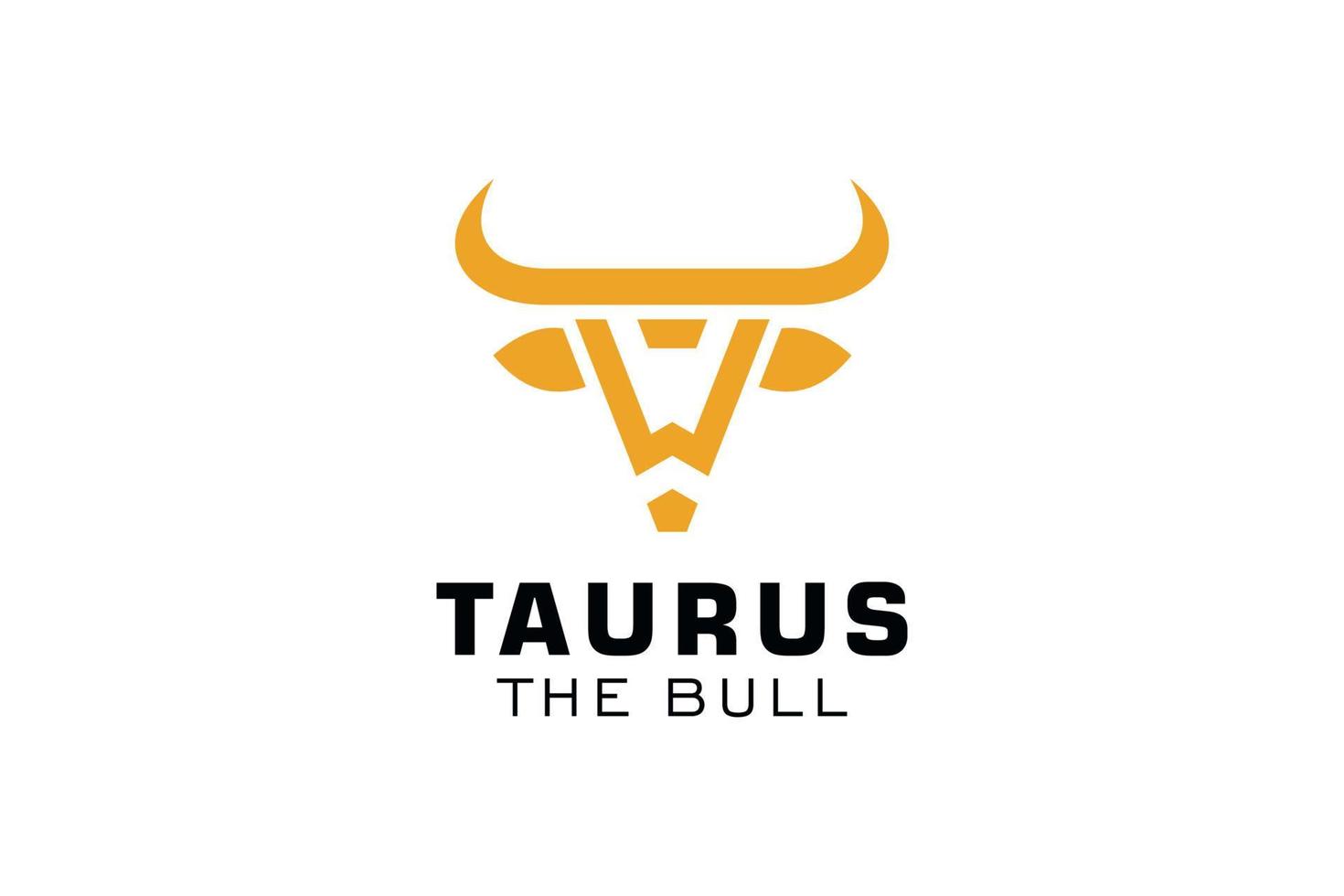 logotipo da letra w, logotipo do touro, logotipo da cabeça do touro, elemento de modelo de design do logotipo do monograma vetor