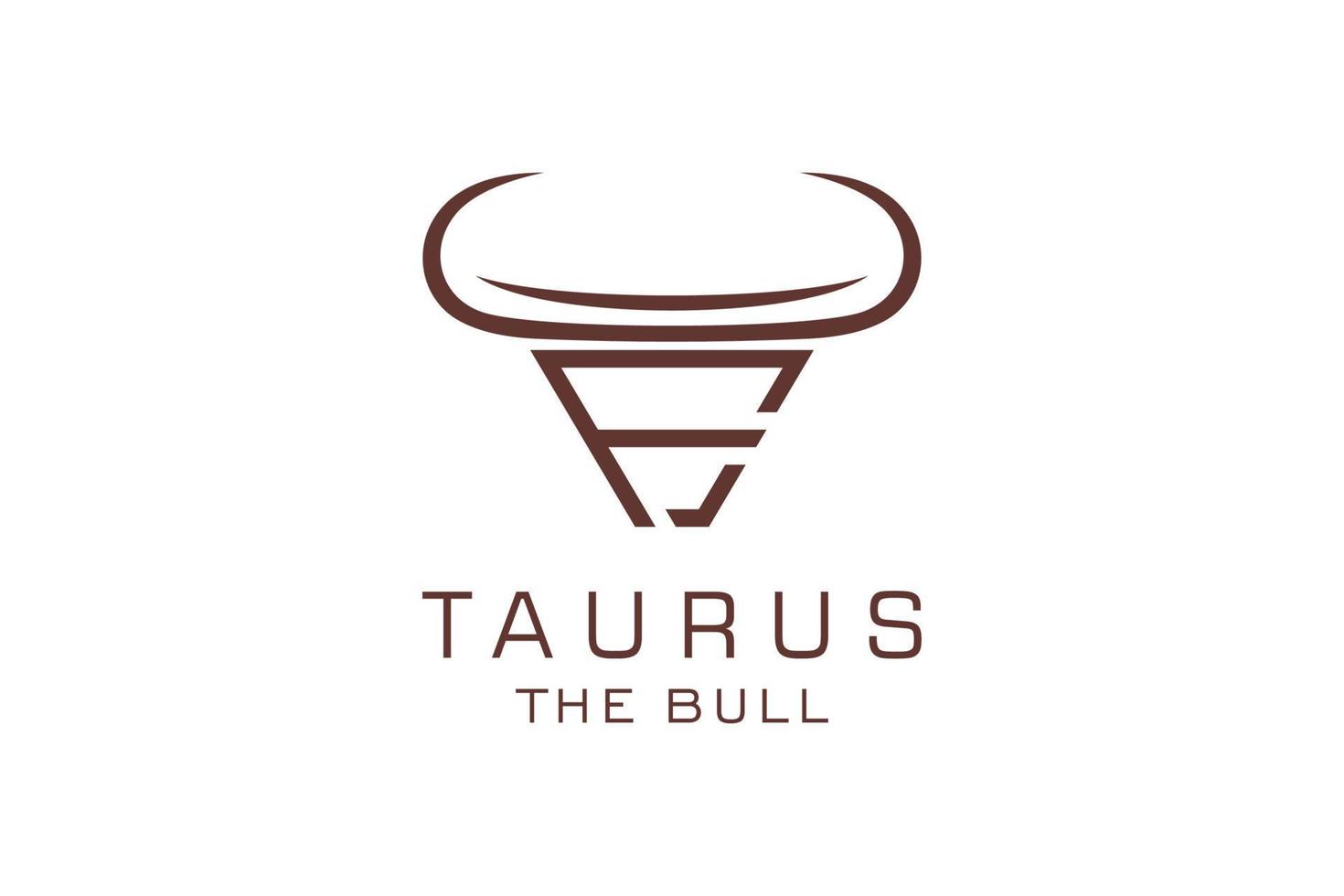 logotipo da letra f, logotipo do touro, logotipo da cabeça do touro, elemento de modelo de design do logotipo do monograma vetor