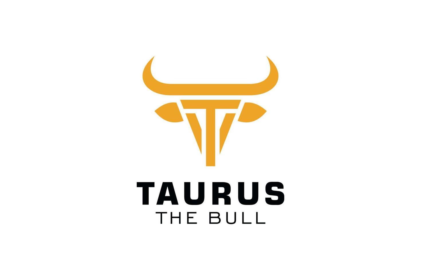 logotipo da letra t, logotipo do touro, logotipo da cabeça do touro, elemento de modelo de design do logotipo do monograma vetor