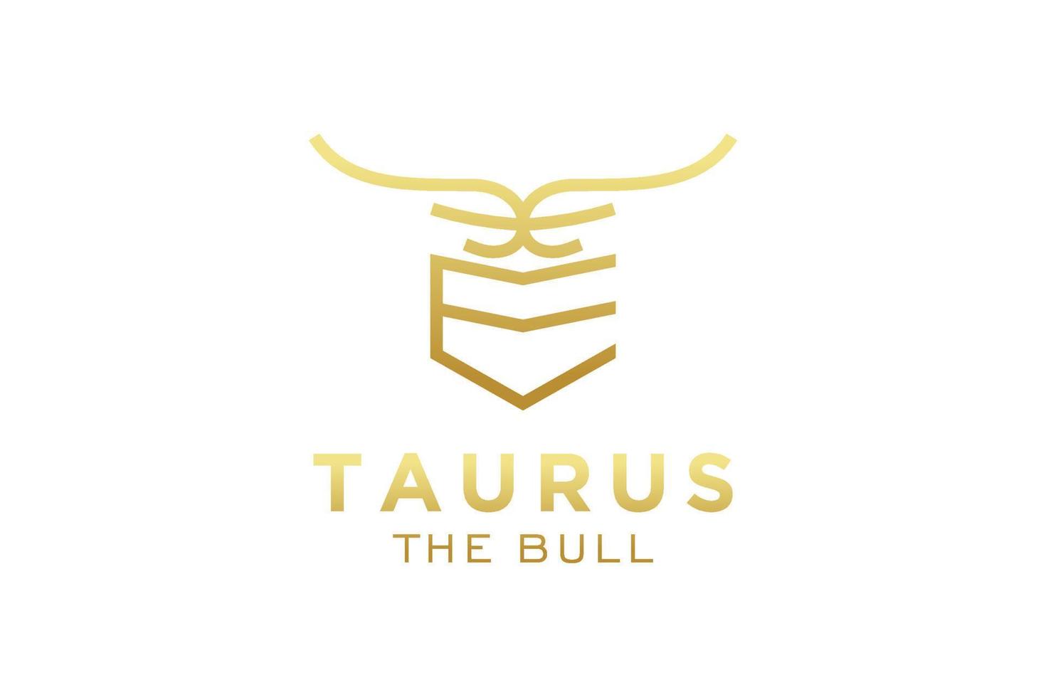 logotipo da letra e, logotipo do touro, logotipo da cabeça do touro, elemento de modelo de design do logotipo do monograma vetor