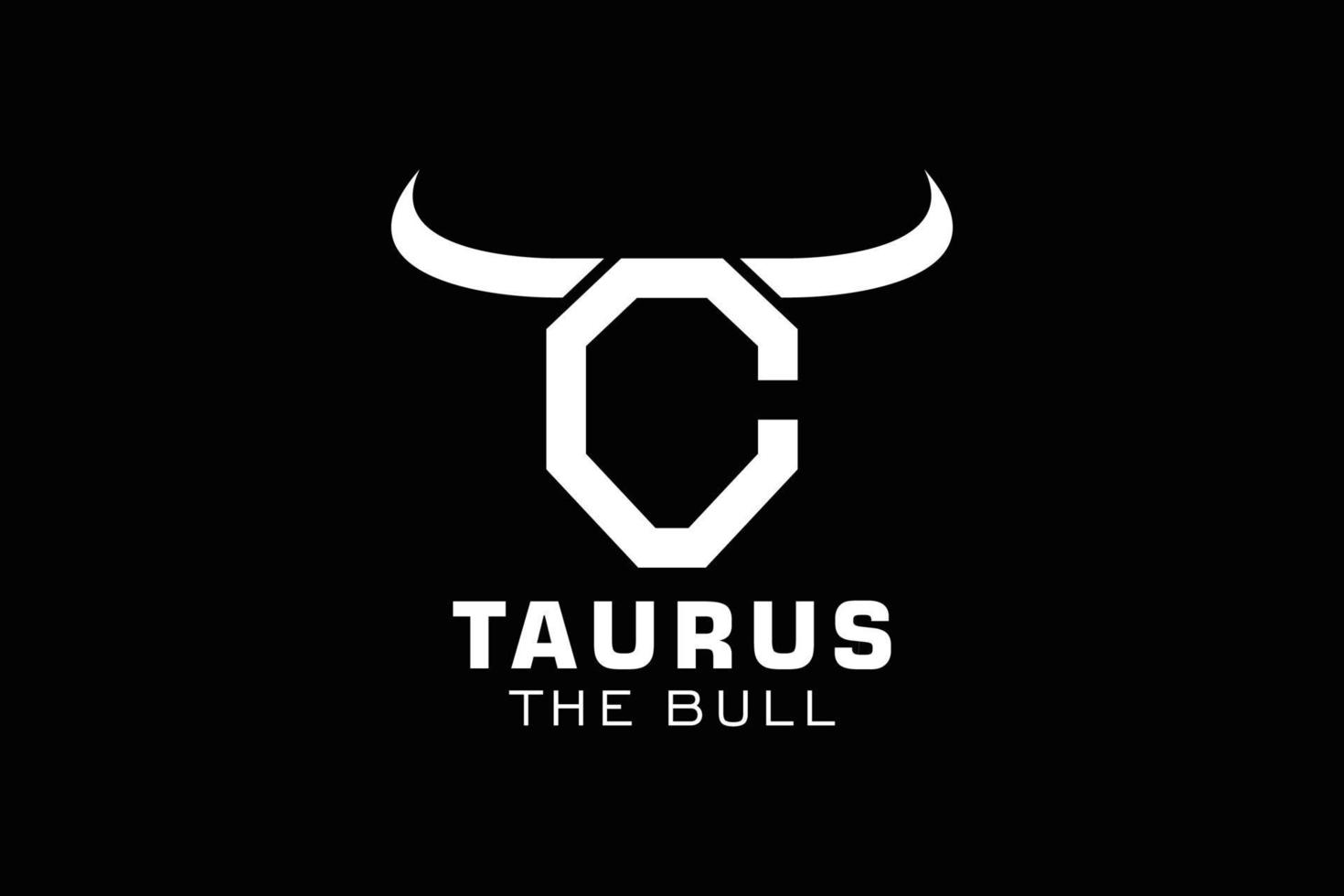 logotipo da letra c, logotipo do touro, logotipo da cabeça do touro, elemento de modelo de design do logotipo do monograma vetor