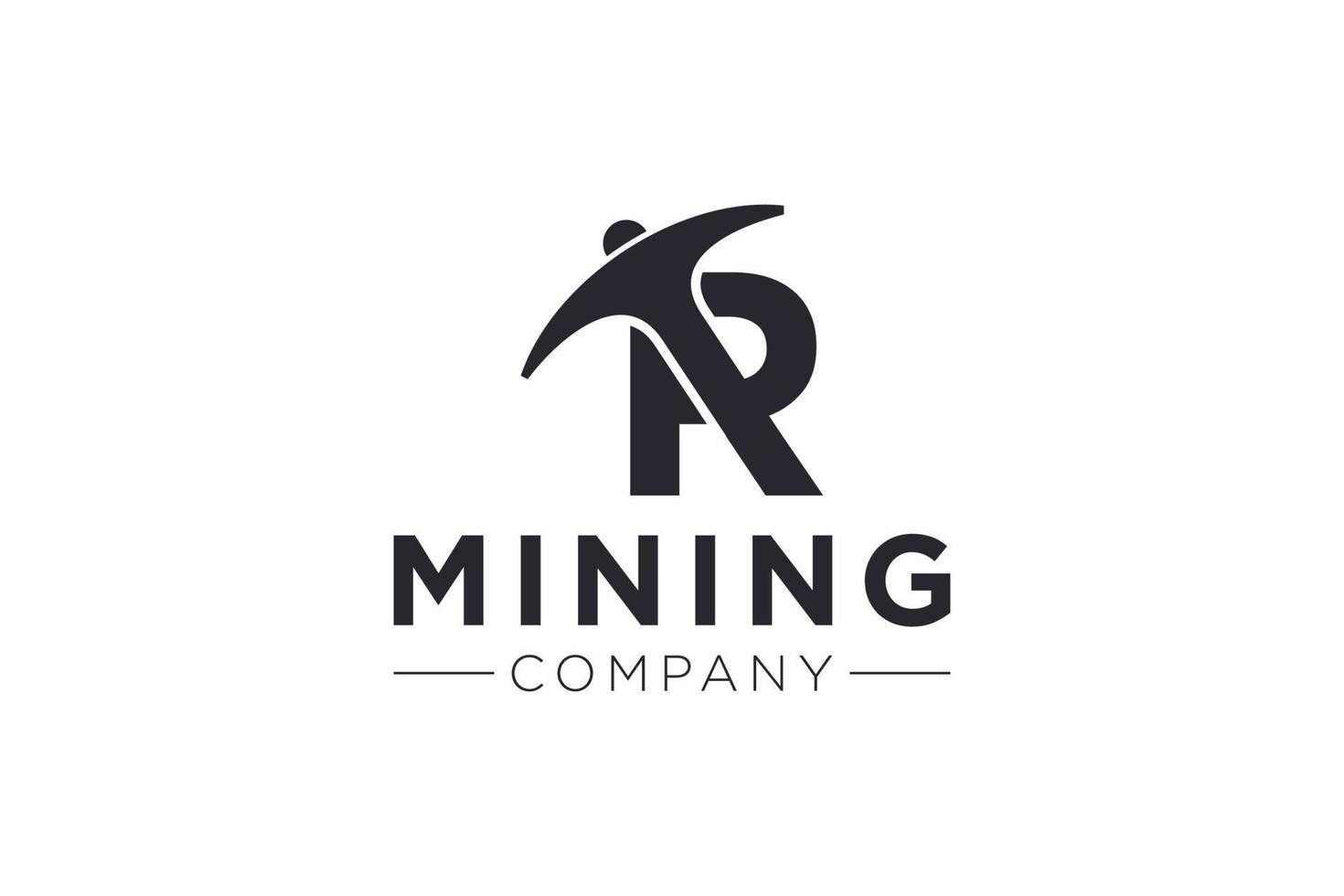 ilustração em vetor modelo de design de ícone de logotipo de mineração letra r