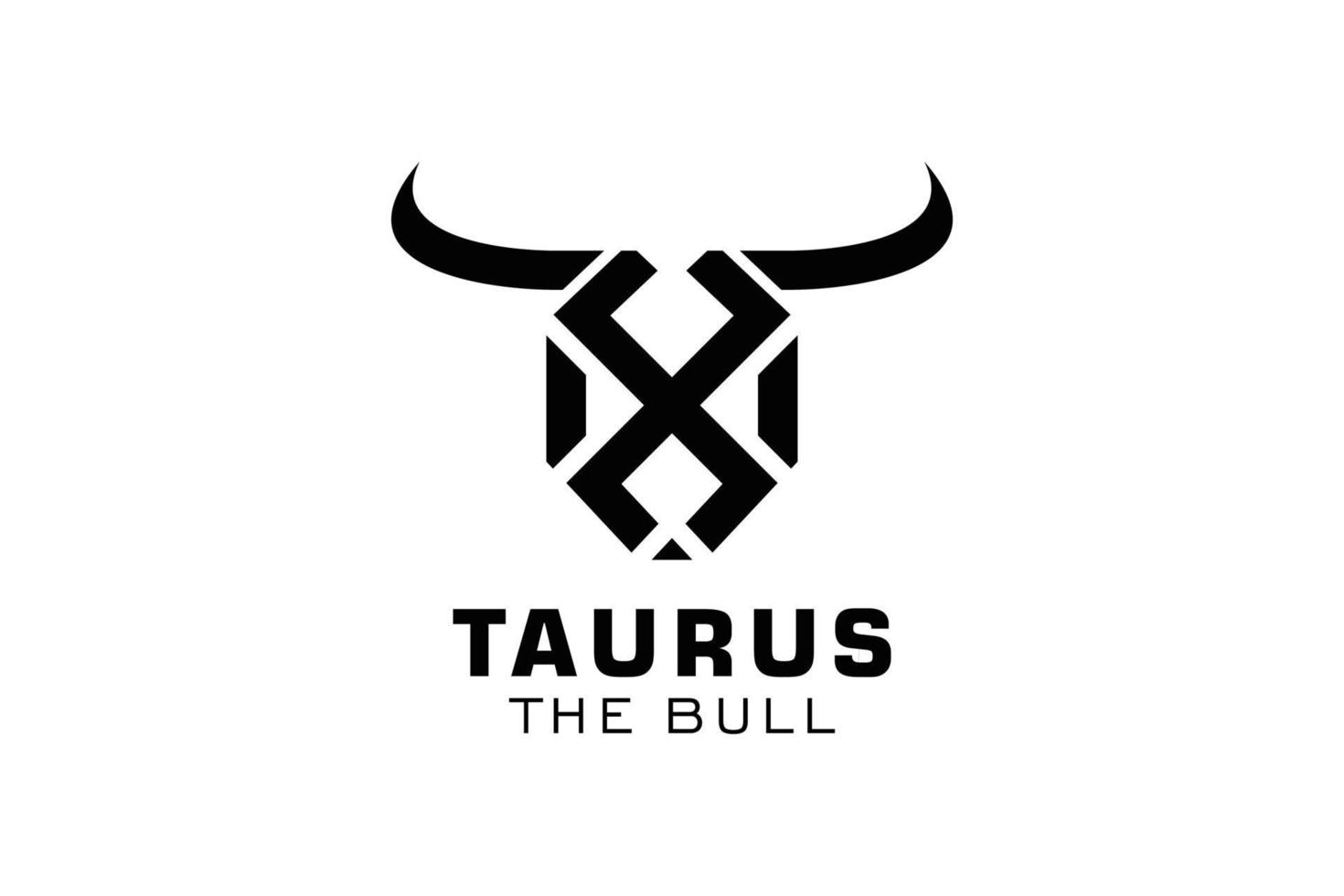 logotipo da letra x, logotipo do touro, logotipo da cabeça do touro, elemento de modelo de design do logotipo do monograma vetor