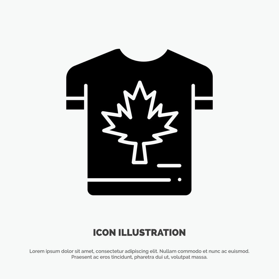 camisa outono canadá folha maple sólido glifo ícone vetor