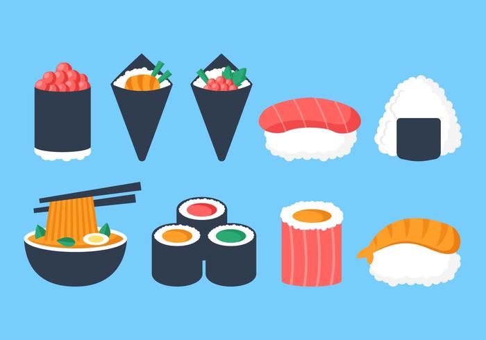 Vector de coleção de comida japonesa grátis