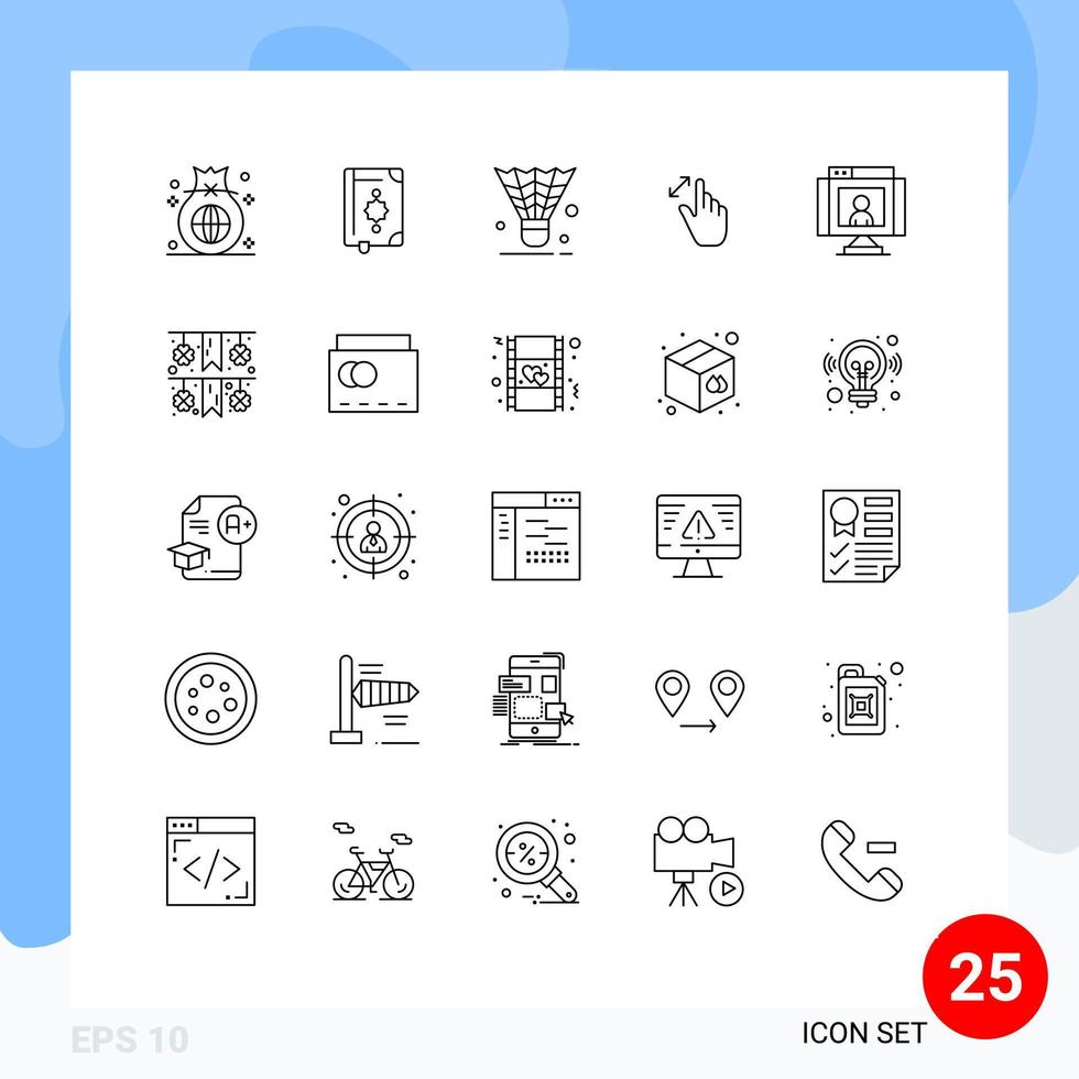pacote de 25 linhas criativas de interface expandir elementos de design de vetores editáveis de transporte esportivo do ramadã