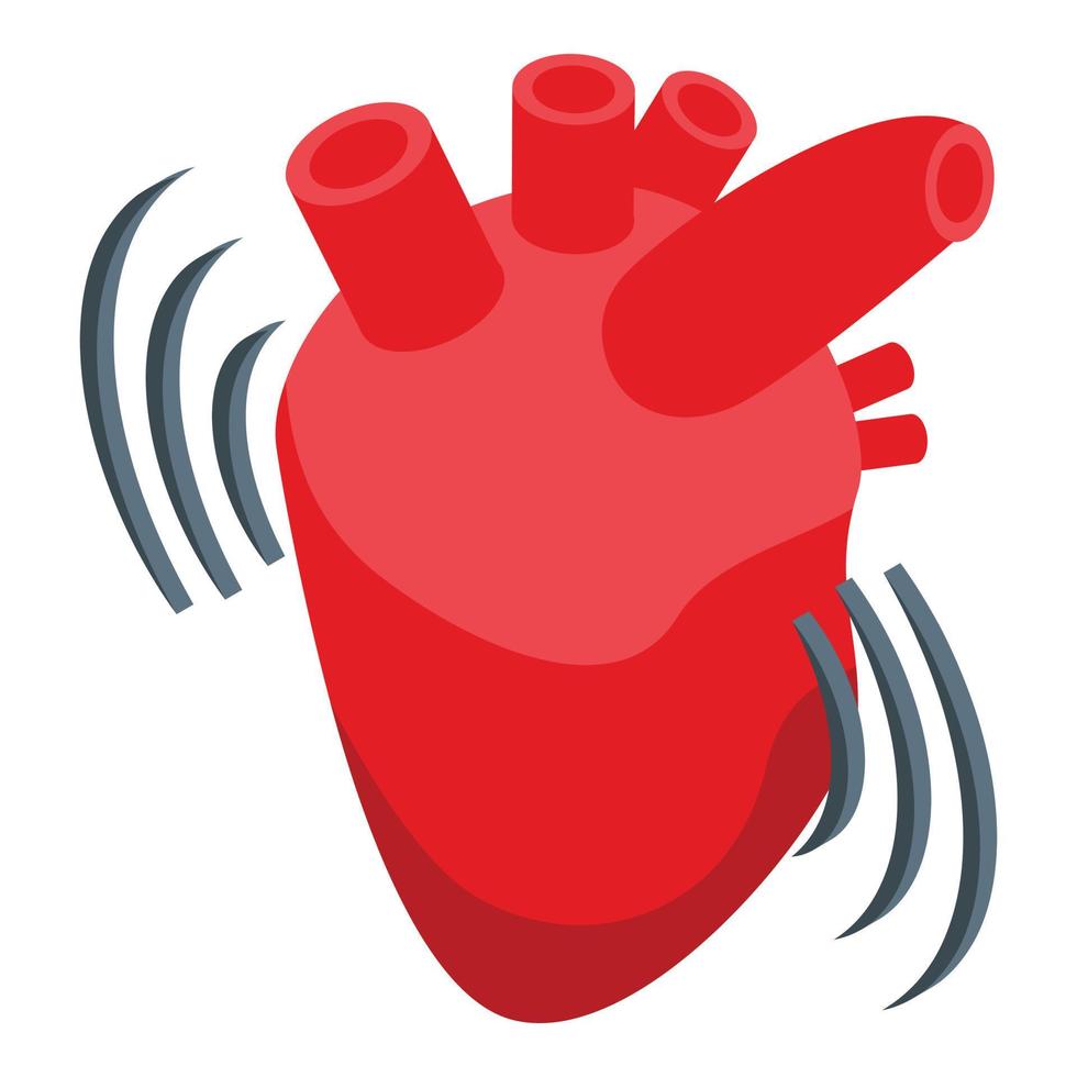 vetor isométrico de ícone de palpitação de coração humano. ansiedade de ataque