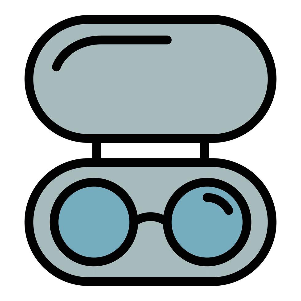óculos no vetor de contorno de cor de ícone de caso