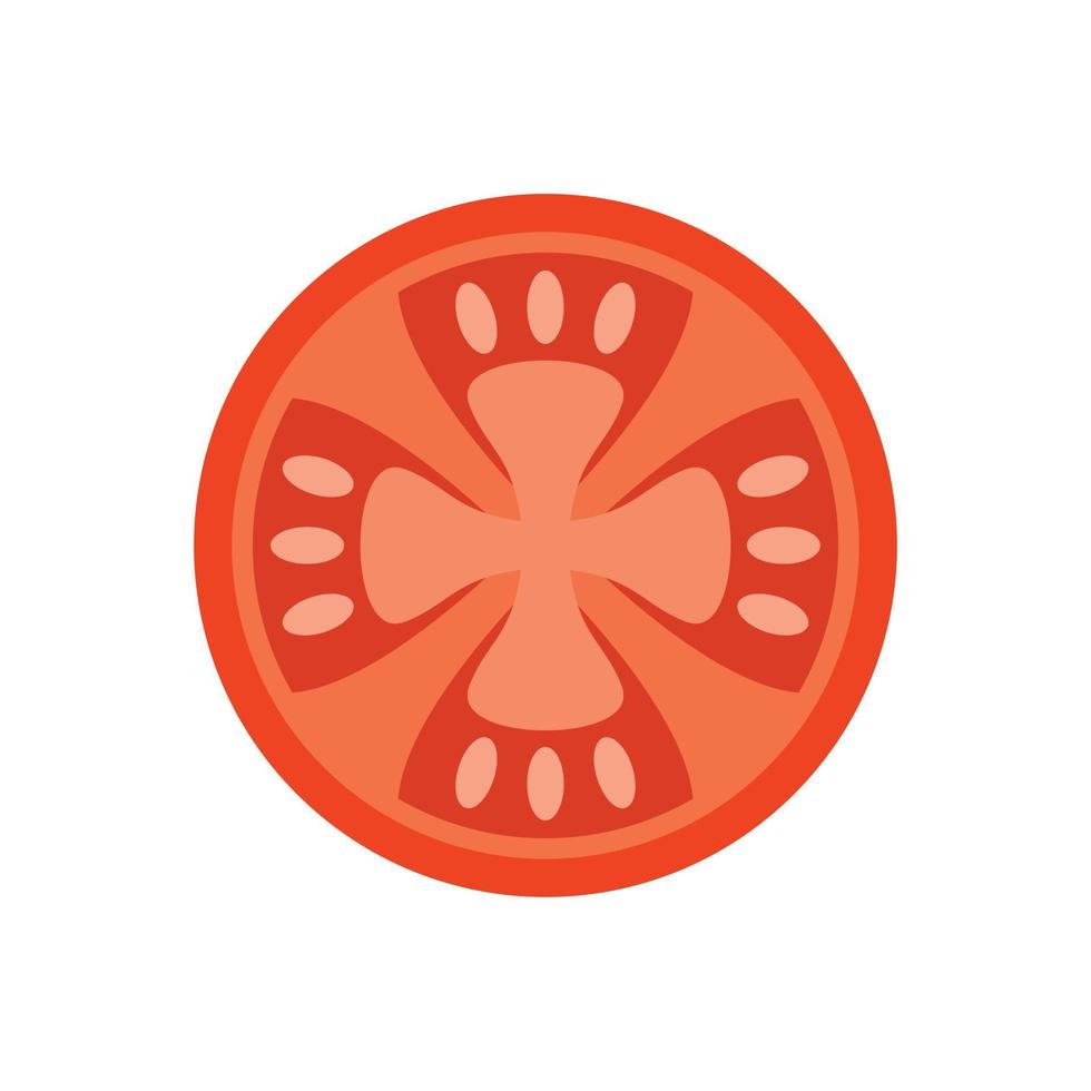 ícone de tomate de jardim cortado vetor plano isolado