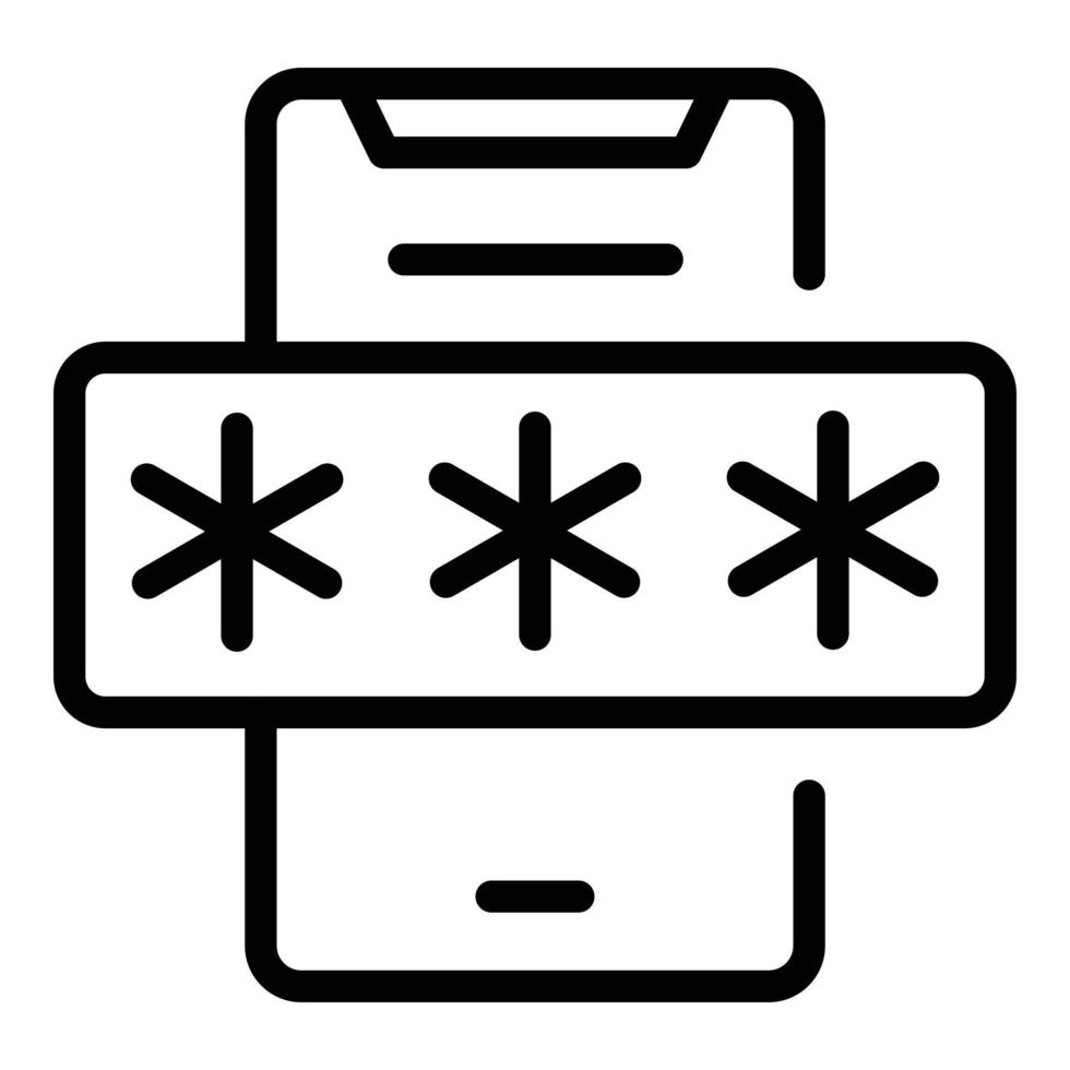 vetor de contorno de ícone de login de telefone seguro. código de passo