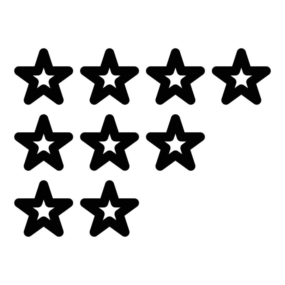 vetor de contorno do ícone de estrelas de feedback de satisfação. nível de emoji