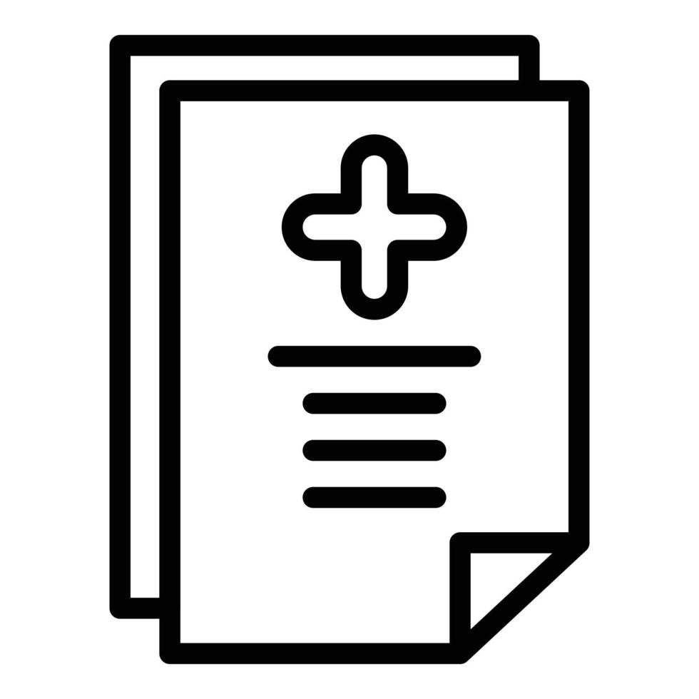vetor de contorno de ícone de certificado de paciente médico. saúde do médico
