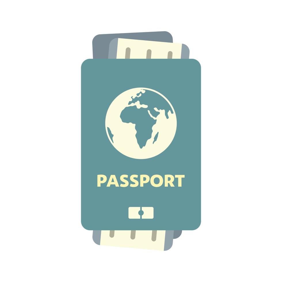 passaporte com vetor plano isolado de ícone de bilhete