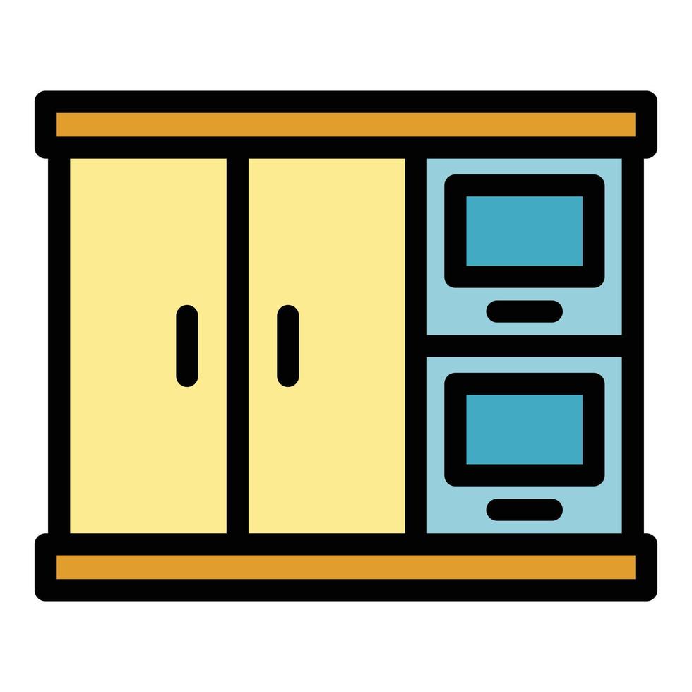 vetor de contorno de cor de ícone de armário de cozinha interior