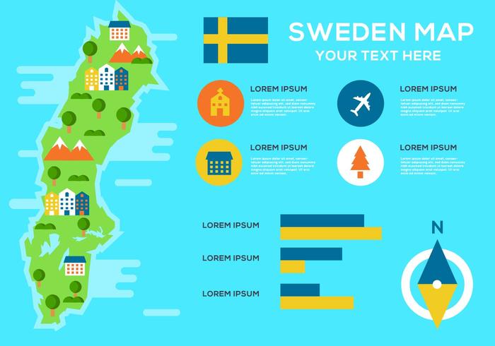 Vector de Infografia de Mapa Gratuito de Suécia